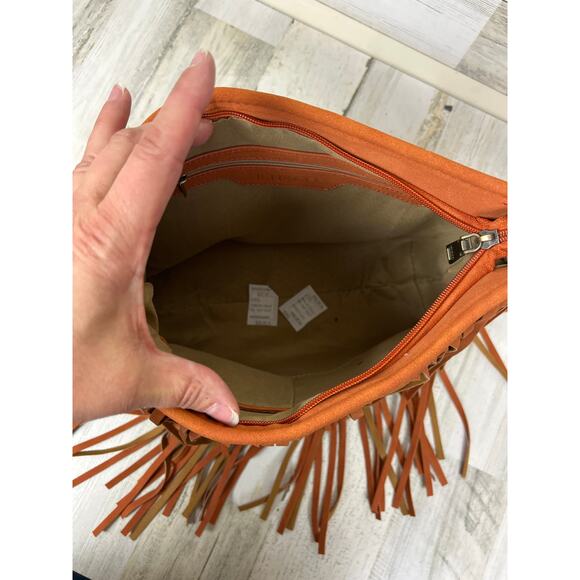 Jen & Co Women’s Brick Sadie Vegan Leather Aztec Fringe Boho Crossbody Bag NEW - Picture 6 of 10